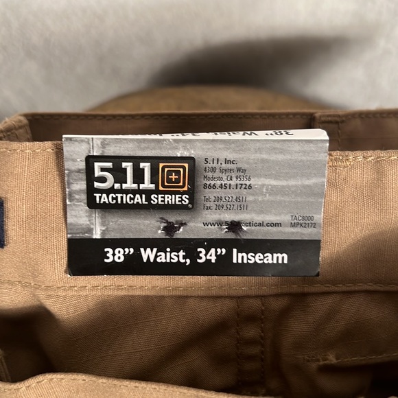 5.11 Tactical Pro series Pants. Tan in color. Size 38 waist 34 inseam - Picture 11 of 11